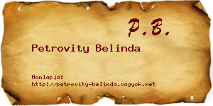 Petrovity Belinda névjegykártya